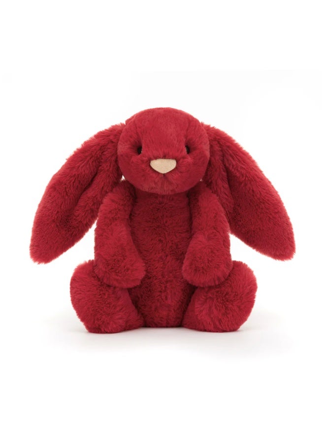 Jellycat Bashful Luxe Bunny Scarlett Plush Soft Toy 31cm Luxury Stuffed Animal Red Bunny Gift for Kids Babies Collectible Teddy - Image 2